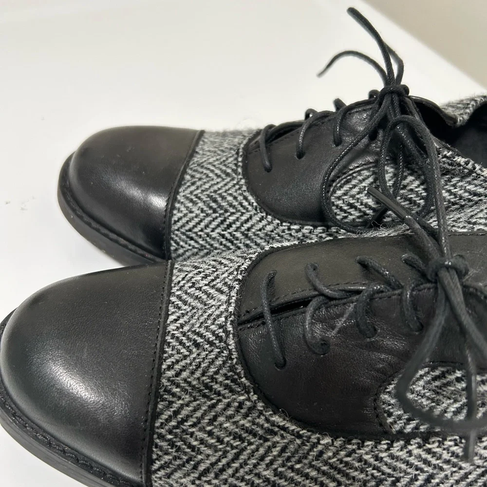 Timberland Harris Tweed Oxford Shoes Black Gray Size 10